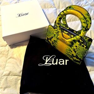 Luar Small Ana Python Embossed Leather in Yellow Bag NWT